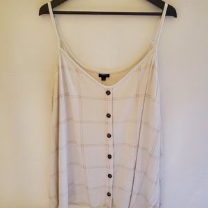 Torrid Flowy Tank Top White w/ Pink/Peach Stripes Faux Button-Up PLUZ Size 5